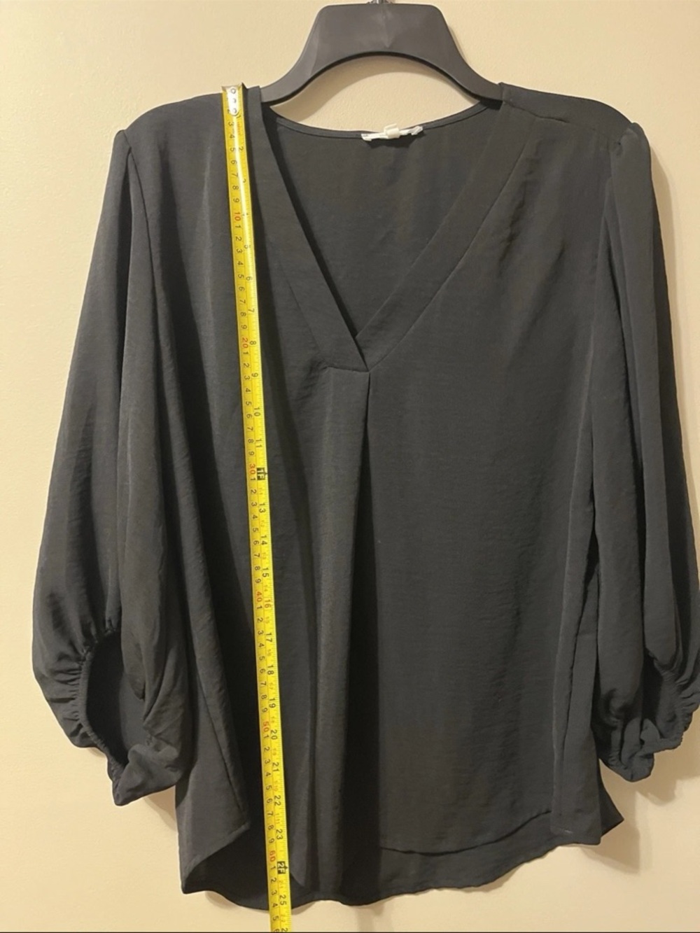 Maurices Black V-Neck Balloon Sleeve Blouse Women’s Large - Picture 5 of 9